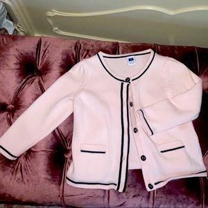 Janie and jack baby pink and black sweater with bow detail buttons